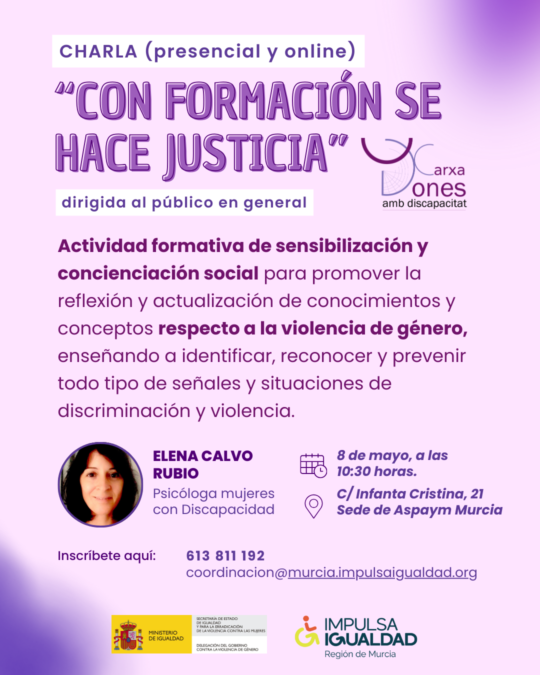 “Con formación se hace justicia”: charla formativa sobre igualdad y prevención de la violencia de género