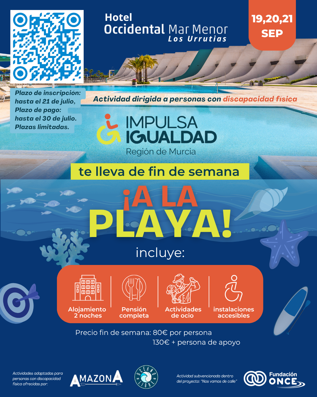 Impulsa Igualdad Murcia organiza un fin de semana de inclusión y playa en el Hotel Occidental Mar Menor